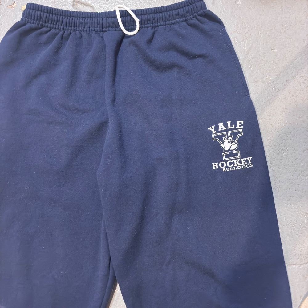 Yale Hockey Bulldogs Jerzees Sweatpants Mens Large Navy Blue Joggers